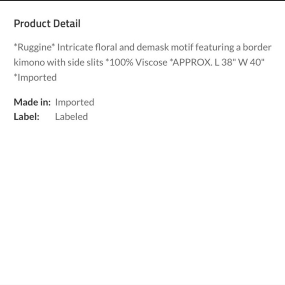 Ruggine Intricate Floral and Demask Motif Kimono - Picture 6 of 6